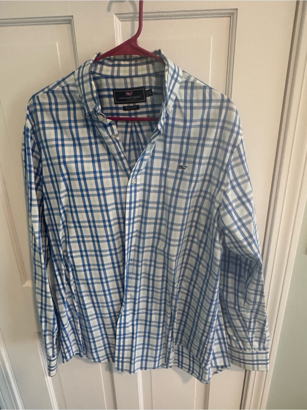 Vineyard Vines Men's Blue & White Plaid Button-Up Shirt